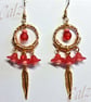 Hooped Lucite Flower Dangly Earrings