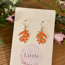 Sea Coral Dangle Earrings, Orange Coral Charms, Handmade Jewellery 