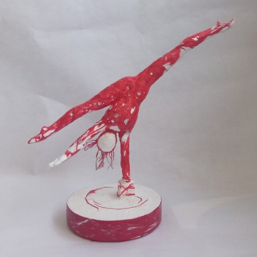Tipping Point - acrobat, 1 arm hand balance sculpture, 21cm high including base