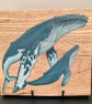 Humpback whale mother and baby original painting on oak