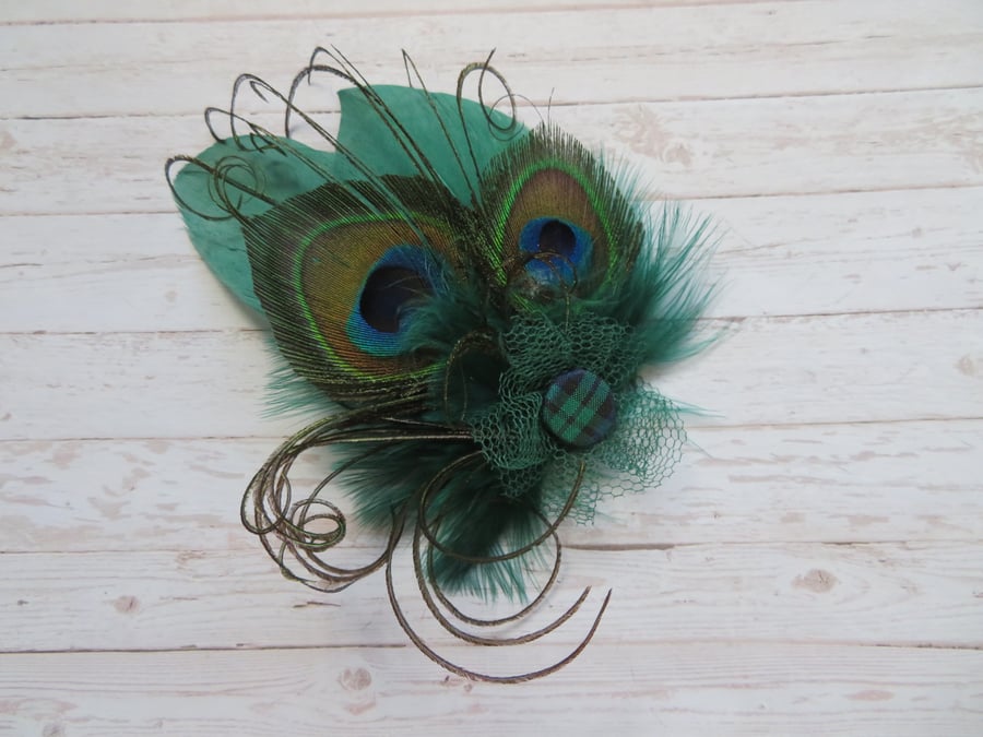 Bottle Green Black Watch Tartan Hair Clip