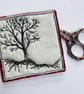 Tree silhouette with sunrise, original wet felting artwork. - Image 5