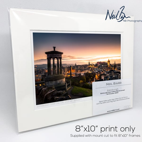 Edinburgh Castle from Calton Hill Scotland - A5 (10" x 8") Unframed Print