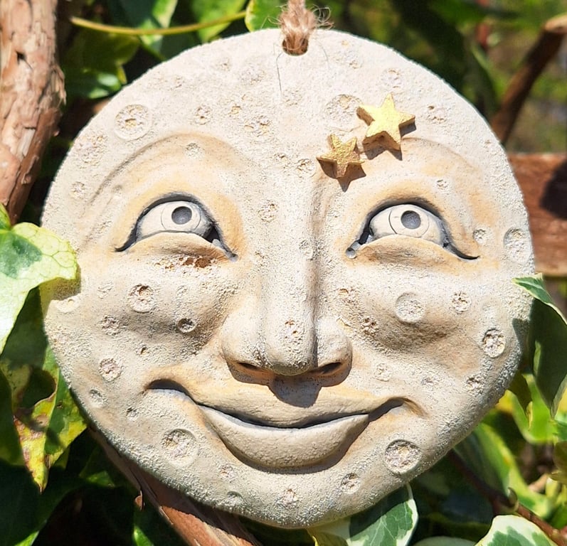 Man in the Moon - stoneware hanging decoration