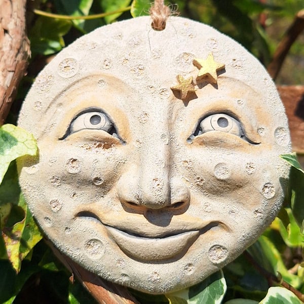 Man in the Moon - stoneware hanging decoration