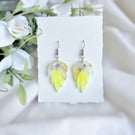 Yellow Acrylic Sunshine Leaf Earrings - Layered Translucent Ombre Dangles