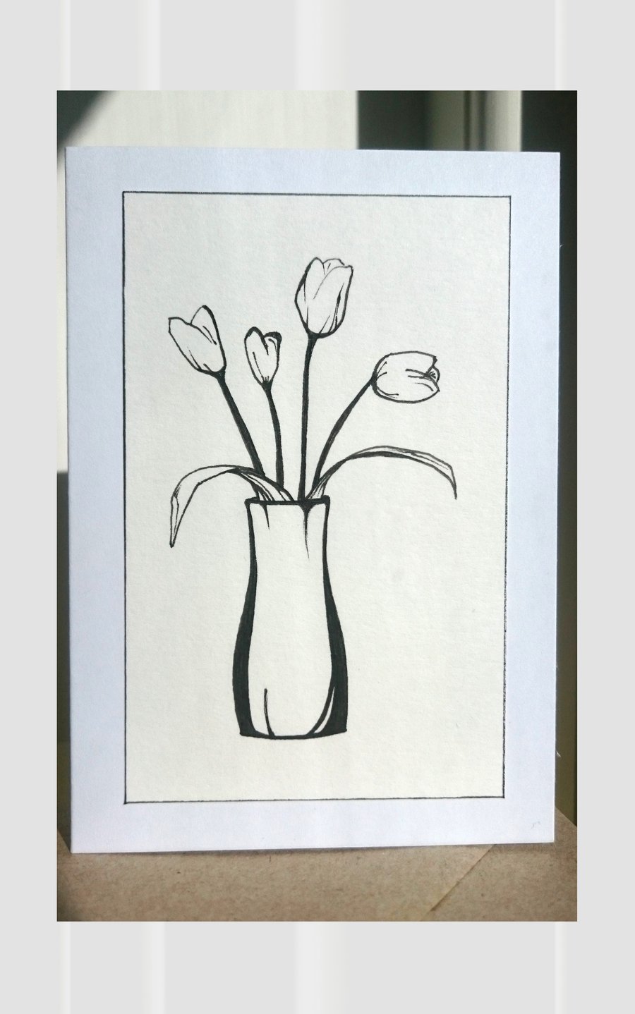 Hand drawn tulips mini A7 greetings card