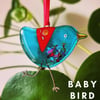 BABY Fused Glass Turquoise Bird