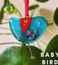 BABY Fused Glass Turquoise Bird - Image 1
