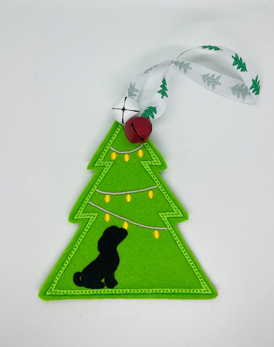 Embroidered Hanging Tree with dog