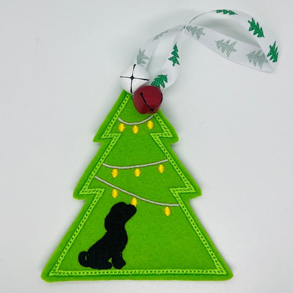 Embroidered Hanging Tree with dog