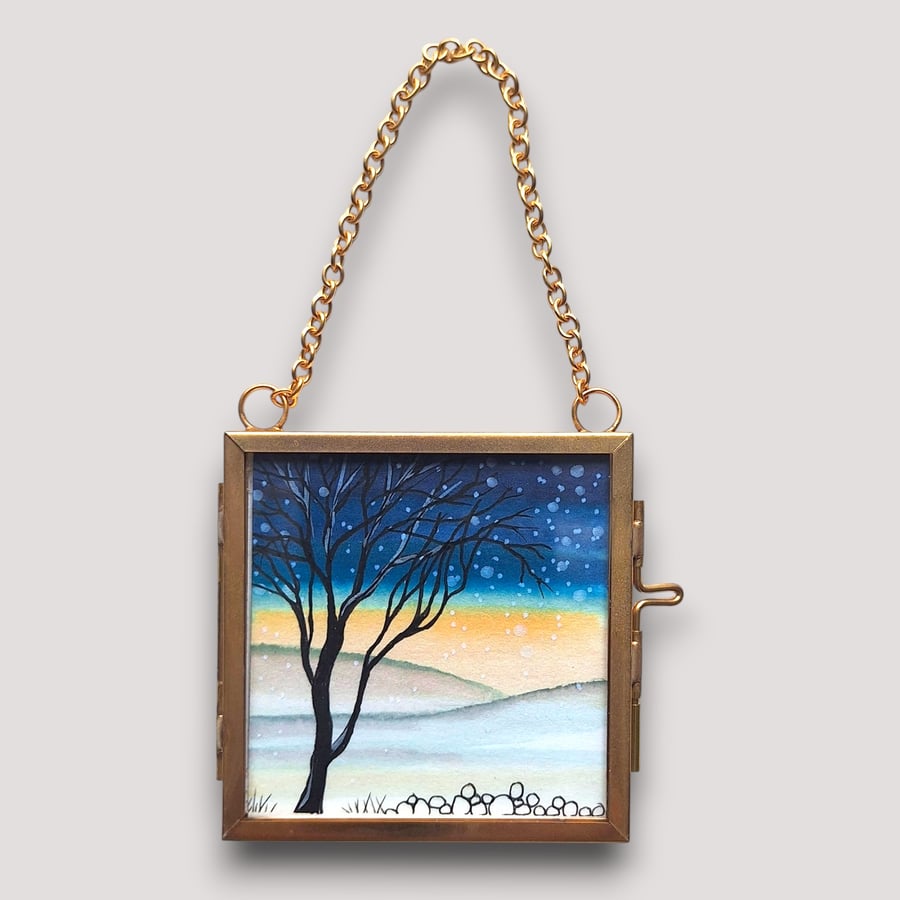 Tiny Hanging Framed Original Painting