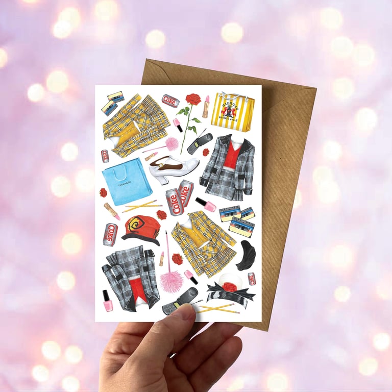 Clueless A6 Greeting Card – Hand-Drawn 90s Rom-Com Birthday or Celebration