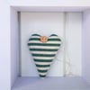 RACING GREEN STRIPED HEART - lavender or padded, long shape