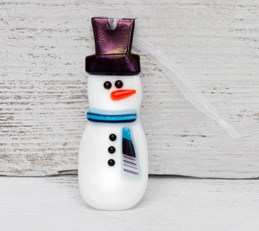 Glass Snowman Christmas Decoration