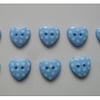 30 x 2-Hole Resin Buttons - Polka Dot - Heart - 15mm - Blue 