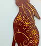Hare golden brown on wood hand painted 