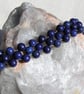 Blue Lapis Lazuli Gemstone Woven Beaded Cuff Bracelet "Bonnie Blue" - Image 2