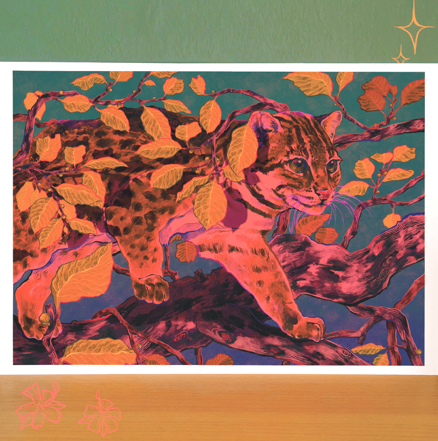 The Iriomote Cat - A4 Recycled Illustration Art Print (Fundraiser)