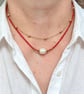 Ruby Glow — Preciosa Seed Bead & Freshwater Pearl Necklace - Image 7
