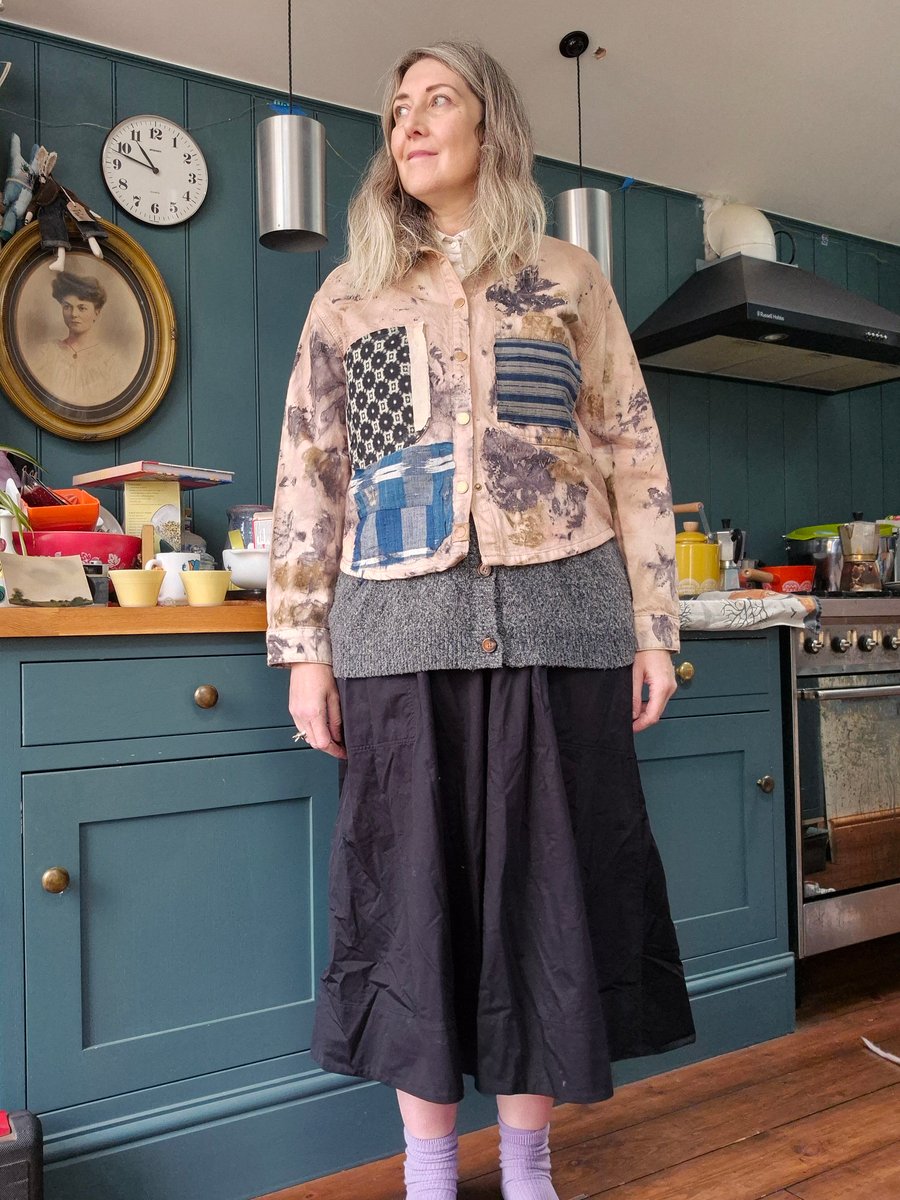 Naturally dyed cotton denim jacket large