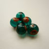 5 Deep Turquoise Blue Round Glass Beads