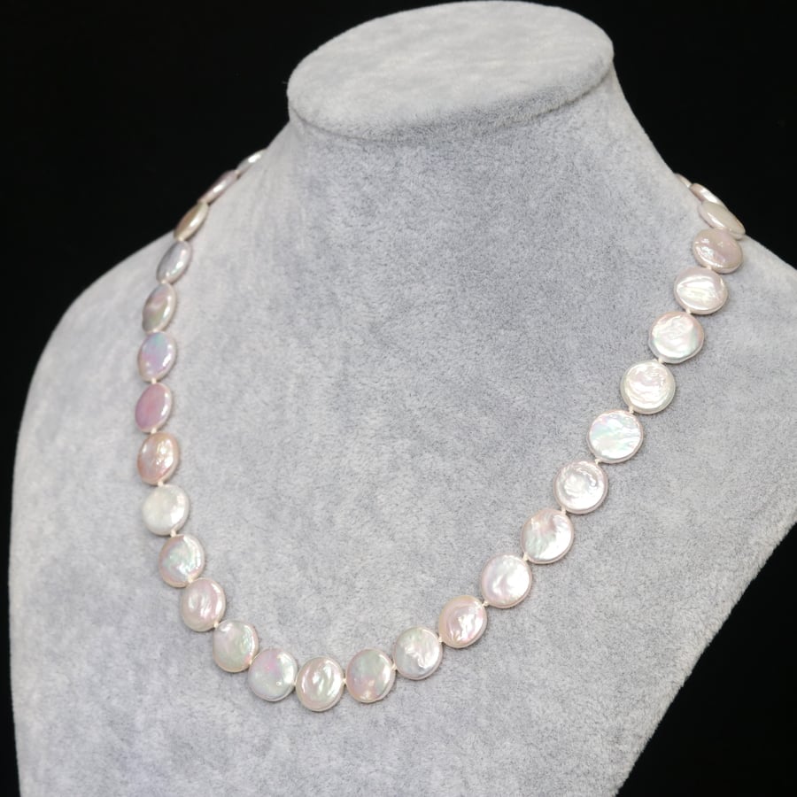 Ivory White Freshwater Pearl Coin Necklace
