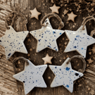 Hanging Blue Star Ceramic Set of 5. Christmas Tree Ornament Gift
