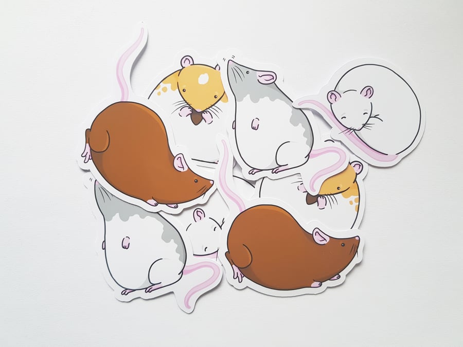 Rat sticker set, handmade stickers for planners, notebooks 