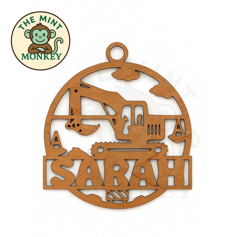 Excavator Personalised Sign Wall art Wooden Hanging door plaque - digger