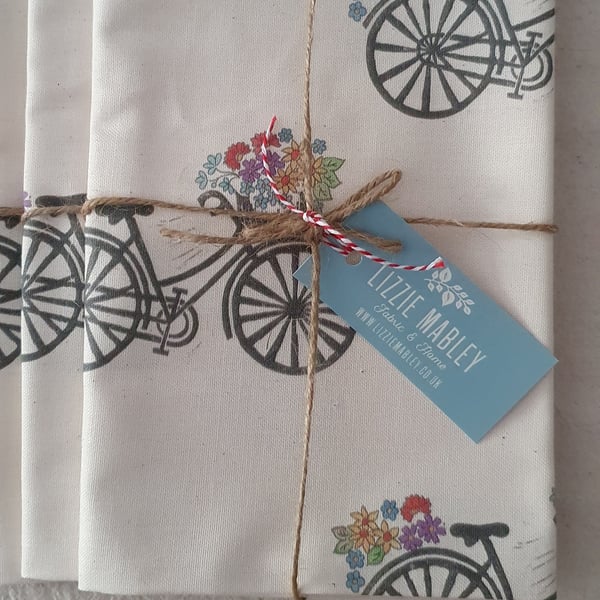 Flower basket bicycle tea towel