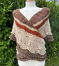 Long shallow crescent shawl oversized scarf in soft Autumn inspired wool yarn - Image 1