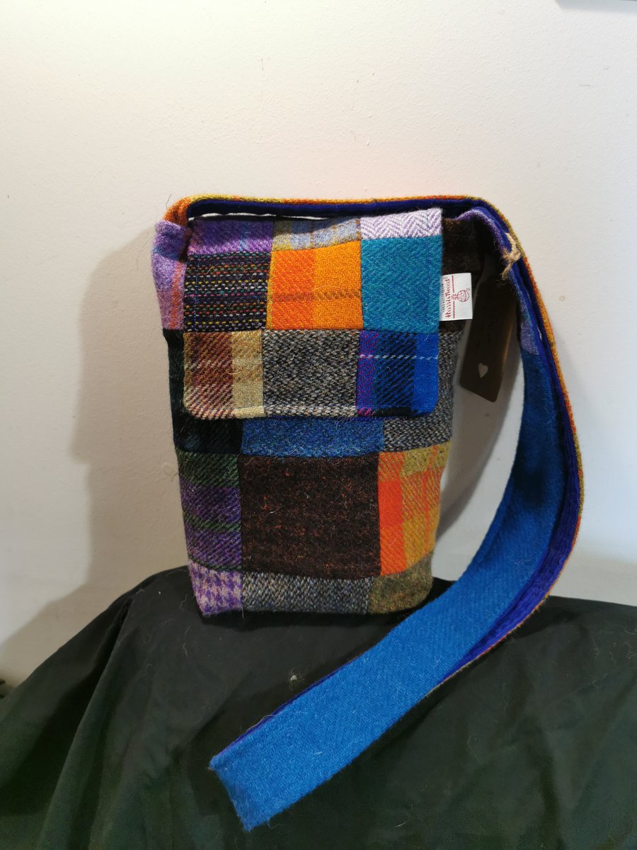 Harris Tweed patchwork satchel. 
