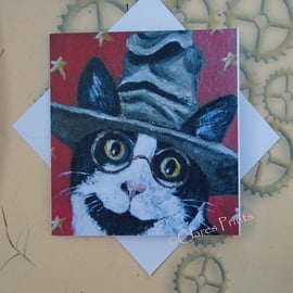 Harry Potter Cat Art Greeting Card From my Original Painting