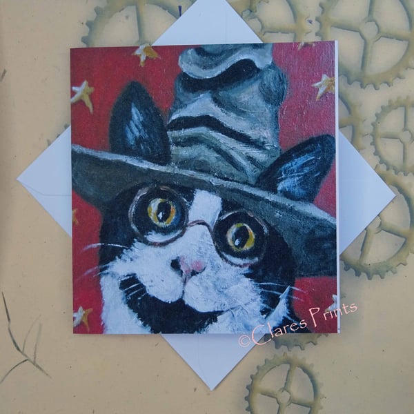 Harry Potter Cat Art Greeting Card From my Original Painting