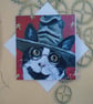 Harry Potter Cat Art Greeting Card From my Original Painting