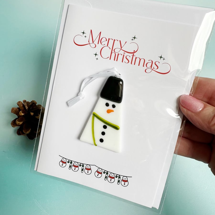 Christmas Card with Snowman Decoration