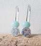 Sterling silver daisy drop earrings with pale blue jasper beads