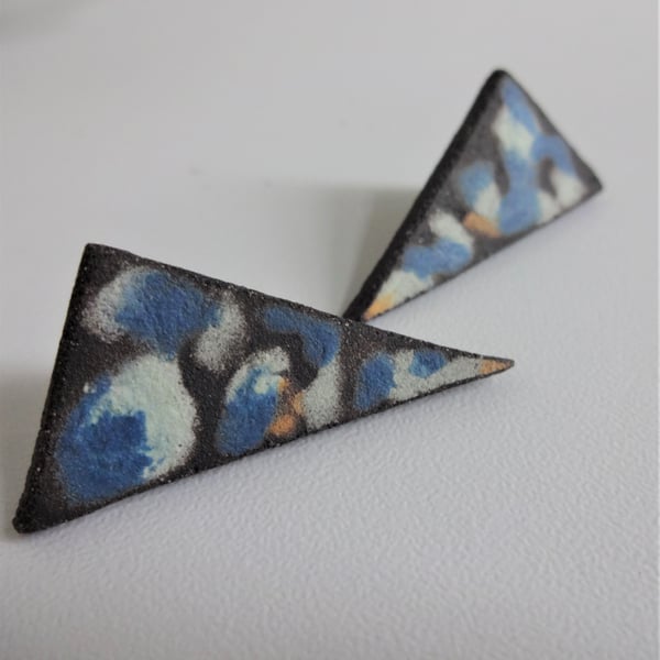 Handmade triangular ceramic earrings