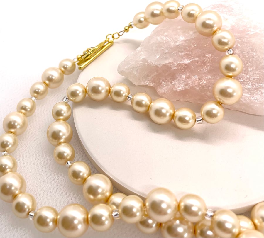 Rich Cream Pearl Necklace Bridal 
