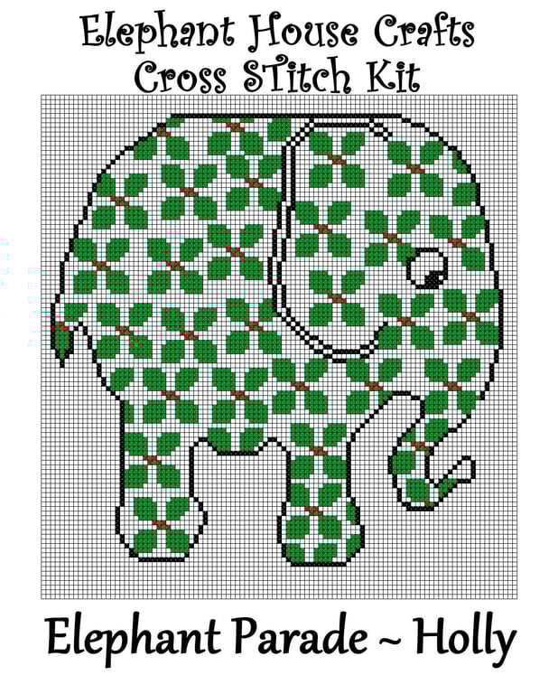 Elephant Parade Cross Stitch Kit Holly Size Approx 7" x 7"  14 Count Aida
