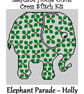Elephant Parade Cross Stitch Kit Holly Size Approx 7" x 7"  14 Count Aida