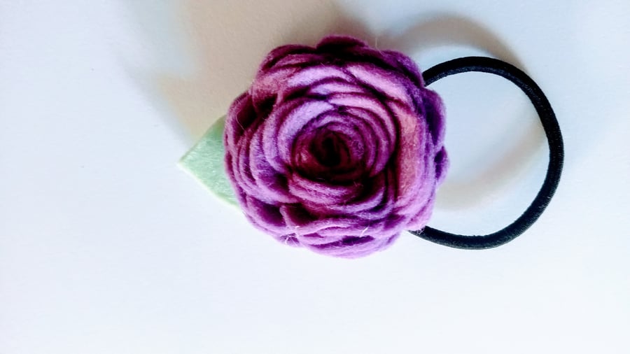 Large purple felt flower hair band 