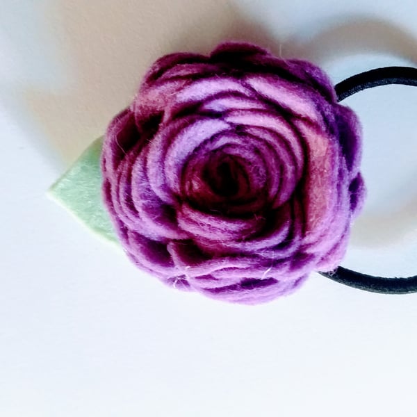 Large purple felt flower hair band 