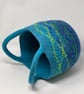 Large Blue Felt Basket with Cord Grab Handles - Image 10