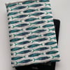 Fish Print Quilted Cotton Fabric Sleeve For 6” Kindle