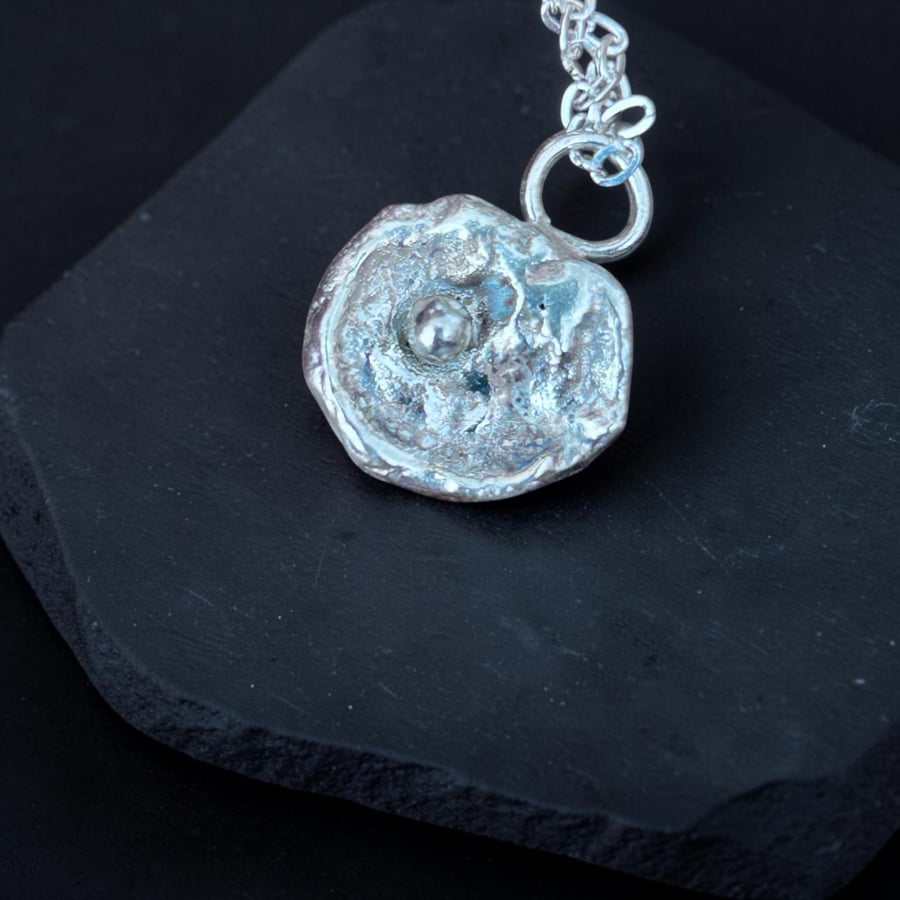 Sterling Silver Oyster Necklace- Water Cast - 16" - Beautiful