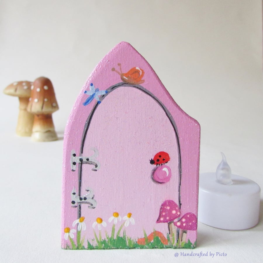Small Fairy Door, Pink, for Nursery or Playroom, Whimsical Fairytale