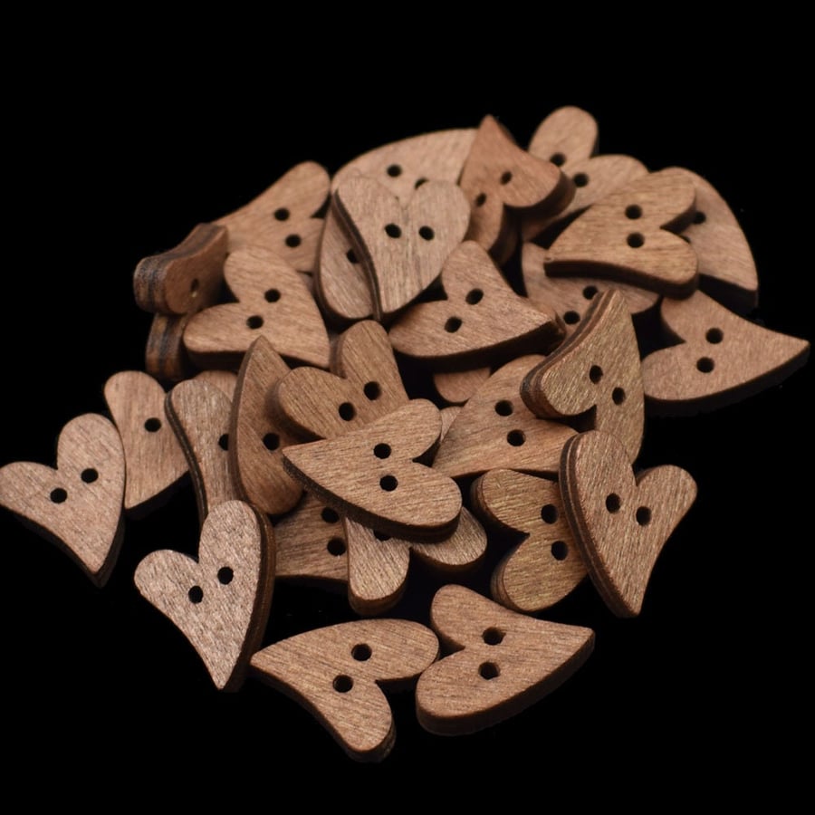 20MM Heart Wooden Buttons for Handmade Sewing Crocheting Scrapbooking Cards uk