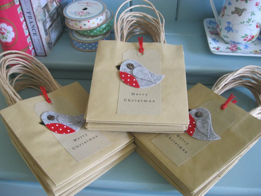 Felt Christmas Robin Gift Bag